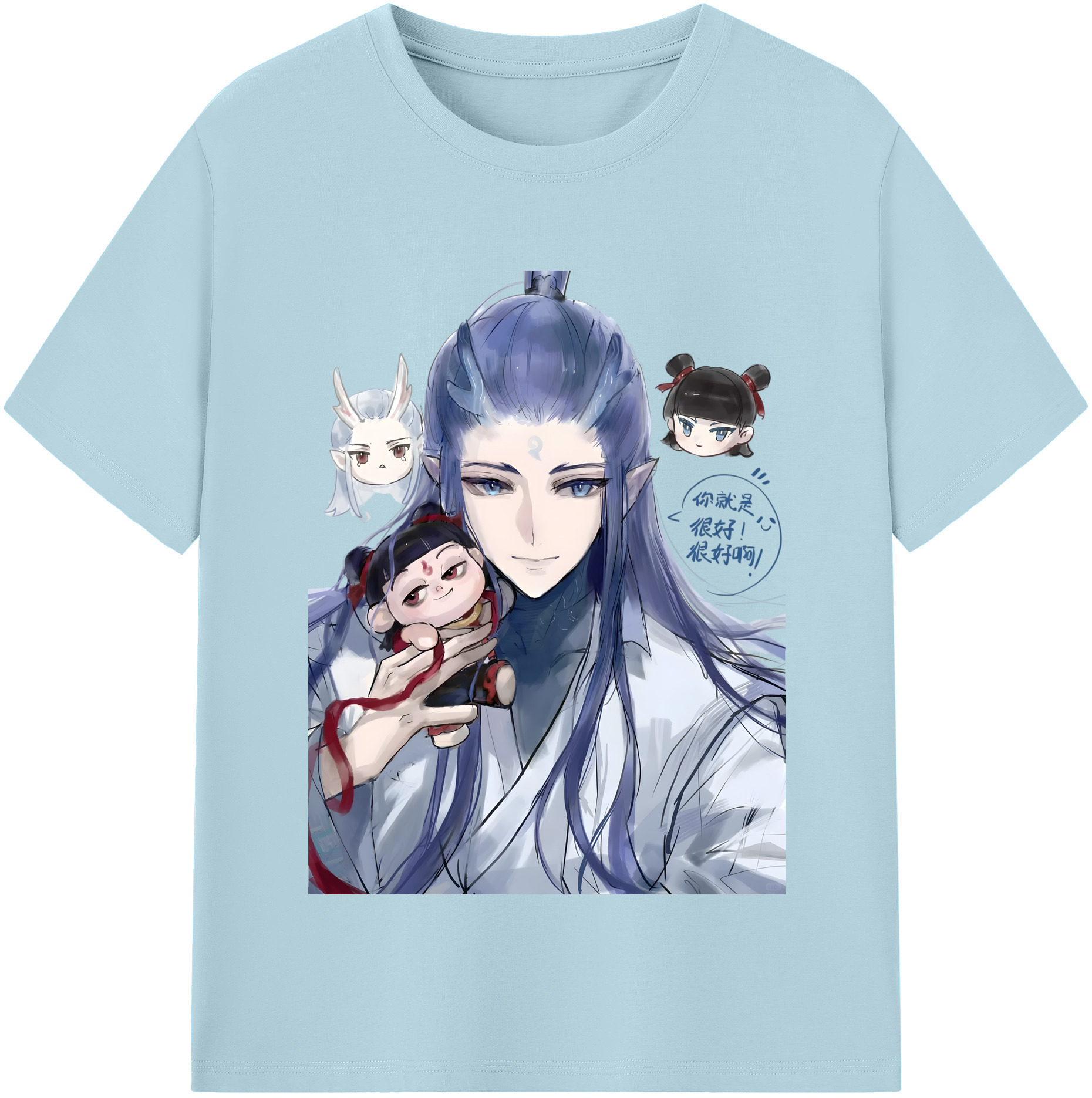 （画像用） Ne Zha 2 ナタ 魔童の大暴れ 綿100％半袖Tシャツ（フロントプリント）